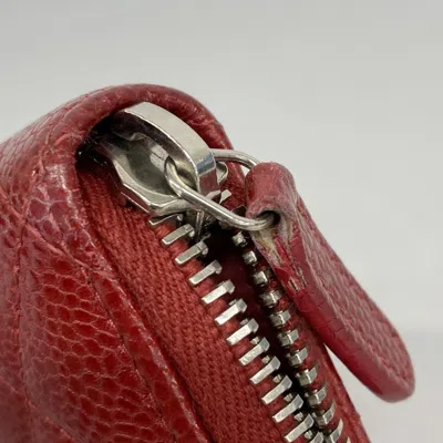 Pre-owned Chanel Red Color Grained Calfskin Coin Purse/coin Case ()