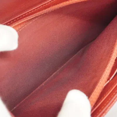 Pre-owned Chanel Red Color Grained Calfskin Long Wallet (bi-fold) ()