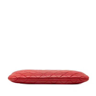 Pre-owned Chanel Red Color Leather Clutch Bag ()