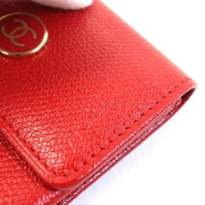 Pre-owned Chanel Red Color Leather Coin Purse/coin Case ()