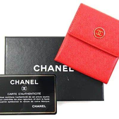 Pre-owned Chanel Red Color Leather Coin Purse/coin Case ()
