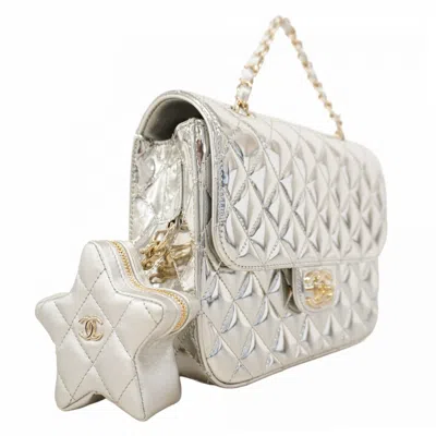 Pre-owned Chanel Silver Patent Leather Backpack ()