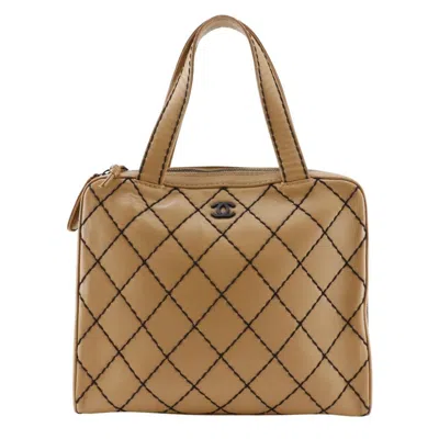 Pre-owned Chanel Wild Stitch Beige Leather Tote Bag () In Sand