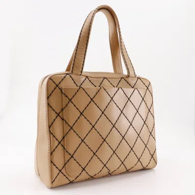 Pre-owned Chanel Wild Stitch Beige Leather Tote Bag () In Sand