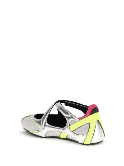 Attico Floor 01 Multicolor Ballet Shoes With Logo On The Side And Cut-out Design In Fabric Woman In Silver