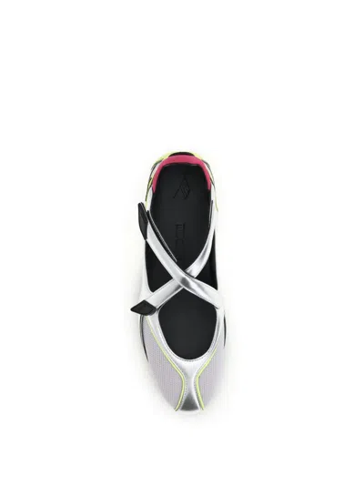 Attico Floor 01 Multicolor Ballet Shoes With Logo On The Side And Cut-out Design In Fabric Woman In Silver