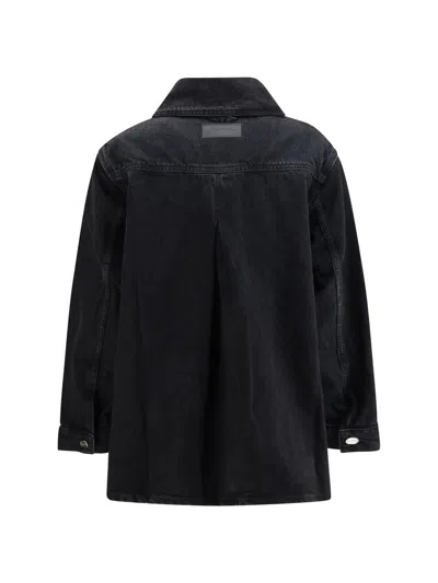 Ganni Women Washed Denim Jacket In Black