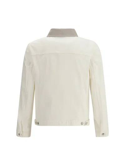 Brunello Cucinelli White Cotton Denim Jacket In White
