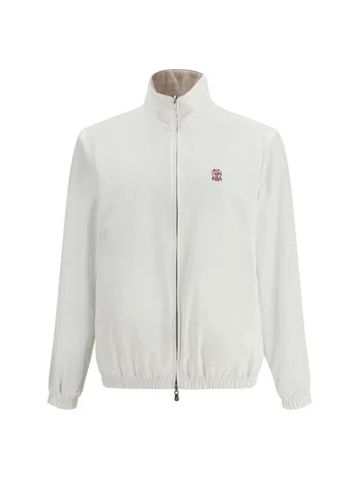 Brunello Cucinelli Reversible Zip-up Lightweight Jacket In White