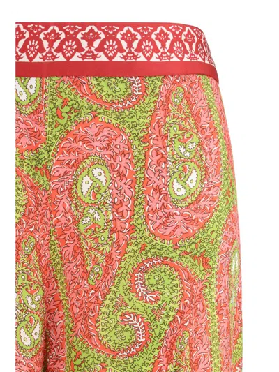 Etro Women Bootcut Trousers With Placed Paisley Foliage Print In Multi