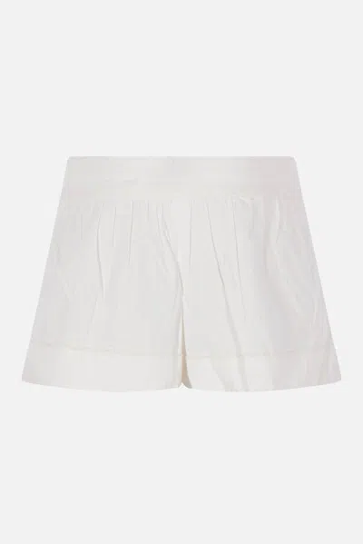 Isabel Marant Cybila Gathered Cotton Shorts In White