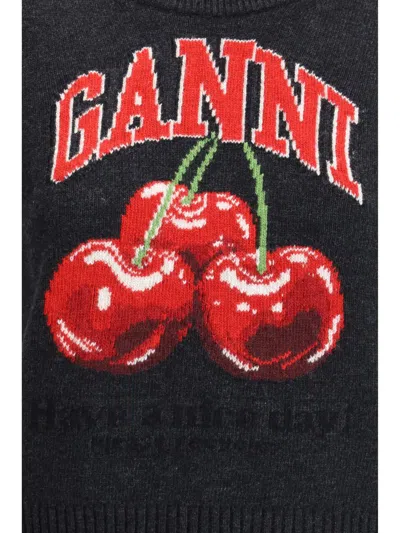 Ganni Cherry Vest In Black