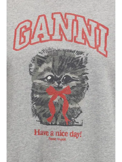 Ganni Women Margot Kitty Organic Cotton Sweatshirt In Gray