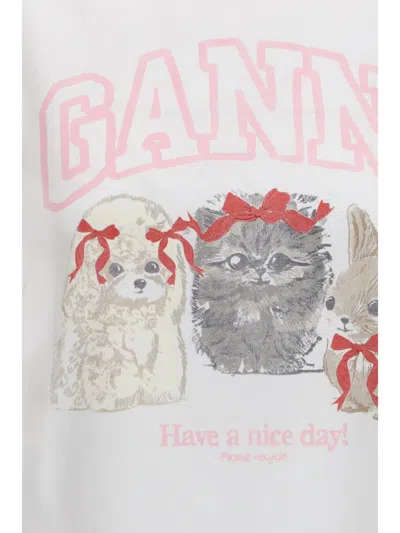 Ganni Animal Graphic Relaxed Fit T-shirt In White