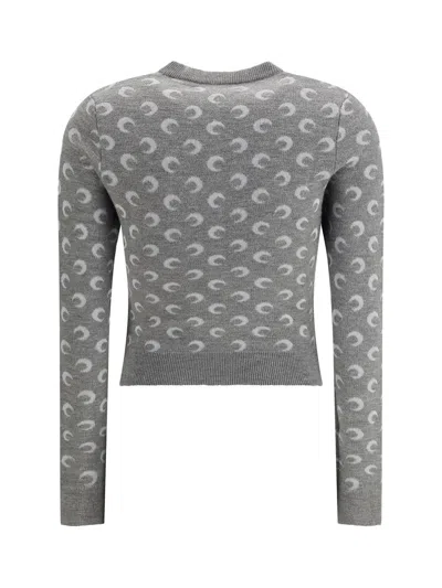 Marine Serre Moon Wool Cardigan In Gray