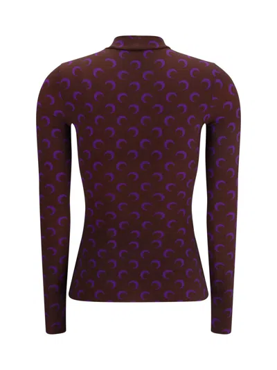 Marine Serre Moon-print High-neck Top In Brown