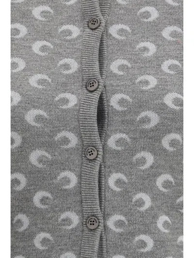 Marine Serre Moon Wool Cardigan In Gray