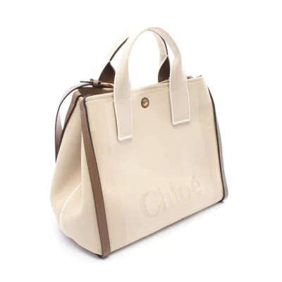 Pre-owned Chloé Beige Brown Canvas Leather Tote Bag () In Multi