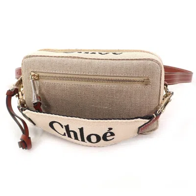 Pre-owned Chloé Beige Brown Linen Pouch Shoulder Bag () In Multi