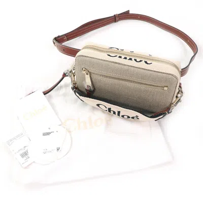 Pre-owned Chloé Beige Brown Linen Pouch Shoulder Bag () In Multi