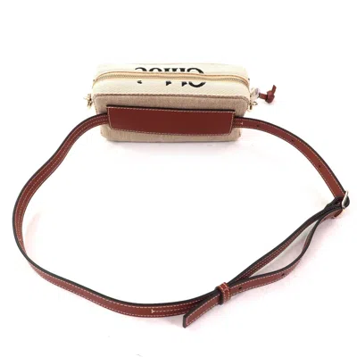 Pre-owned Chloé Beige Brown Linen Pouch Shoulder Bag () In Multi
