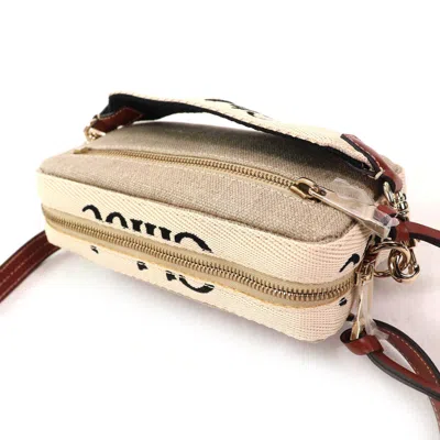 Pre-owned Chloé Beige Brown Linen Pouch Shoulder Bag () In Multi