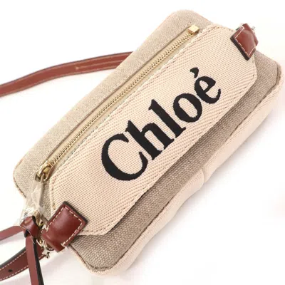 Pre-owned Chloé Beige Brown Linen Pouch Shoulder Bag () In Multi