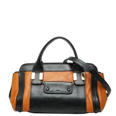 Pre-owned Chloé Black Brown Leather Shoulder Bag Tote Bag () In Multi