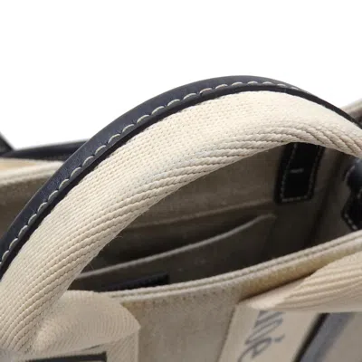 Pre-owned Chloé Blue White Linen Canvas Leather Tote Bag () In Multi