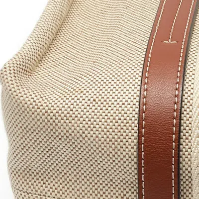 Pre-owned Chloé Brown White Canvas Leather Tote Bag () In Multi