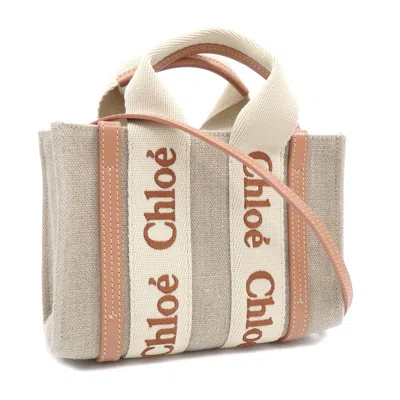Pre-owned Chloé Orange Linen Canvas Leather Tote Bag ()