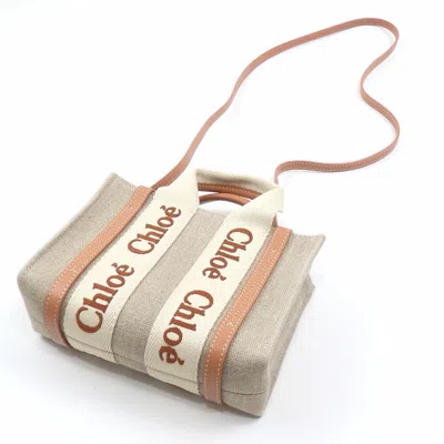 Pre-owned Chloé Orange Linen Canvas Leather Tote Bag ()