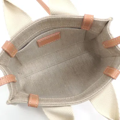 Pre-owned Chloé Orange Linen Canvas Leather Tote Bag ()