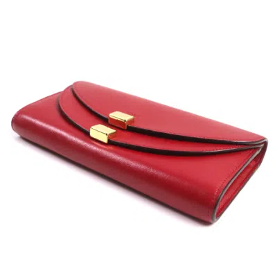 Pre-owned Chloé Red Color Leather Long Wallet (bi-fold) ()