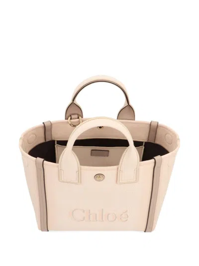 Chloé Tote Bag With Shoulder Strap And Top Handles In White