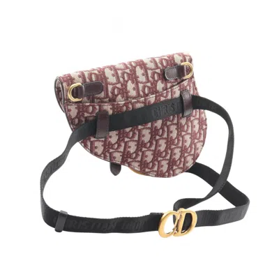 Pre-owned Dior Christian  Beige Bordeaux Canvas Leather Fanny Pack Saddle Bag () In Multi