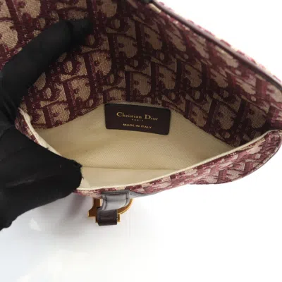 Pre-owned Dior Christian  Beige Bordeaux Canvas Leather Fanny Pack Saddle Bag () In Multi