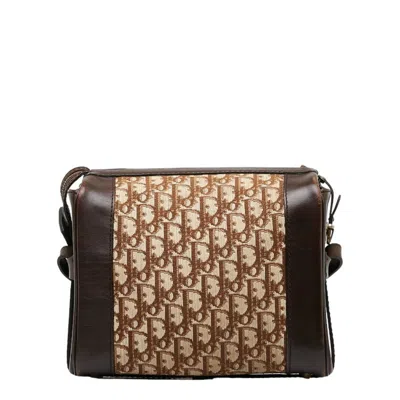 Pre-owned Dior Christian  Beige Brown Canvas Leather Shoulder Bag () In Multi