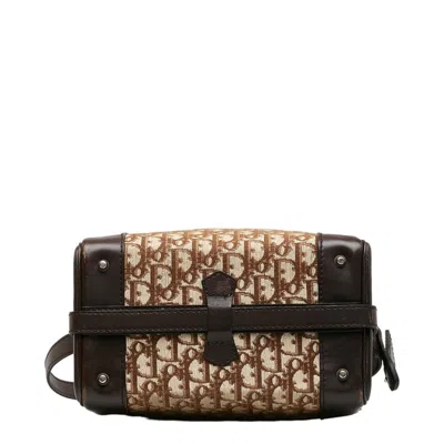 Pre-owned Dior Christian  Beige Brown Canvas Leather Shoulder Bag () In Multi