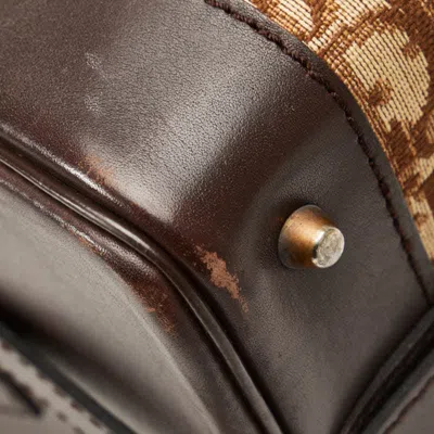 Pre-owned Dior Christian  Beige Brown Canvas Leather Shoulder Bag () In Multi