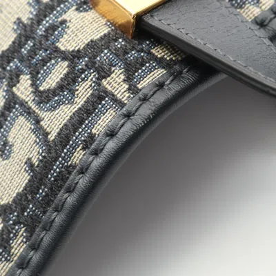 Pre-owned Dior Christian  Beige Navy Canvas Leather Shoulder Bag () In Multi