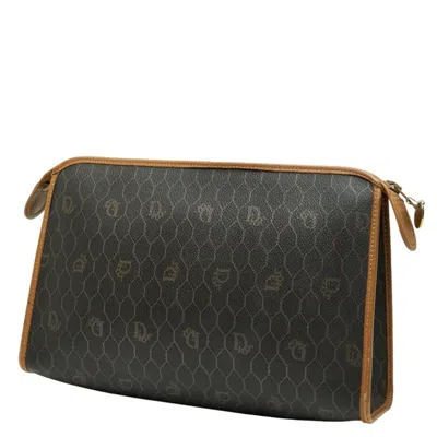 Pre-owned Dior Christian  Black Brown Pvc Leather Clutch Bag () In Multi
