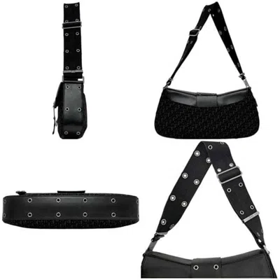 Pre-owned Dior Christian  Black Canvas Leather Shoulder Bag ()