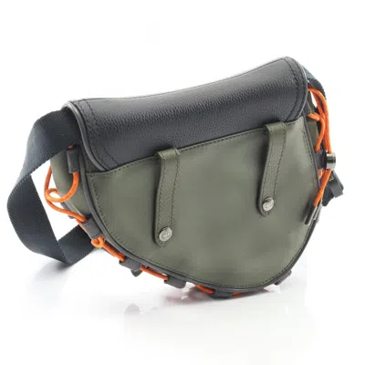 Pre-owned Dior Christian  Black Khaki Nylon Leather Fanny Pack Saddle Bag () In Multi