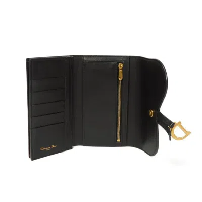 Pre-owned Dior Christian  Black Leather Long Wallet (bi-fold) ()
