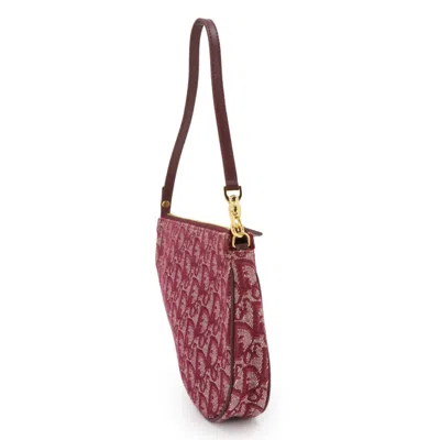 Pre-owned Dior Christian  Bordeaux Canvas Leather Saddle Bag Shoulder Bag () In Burgundy