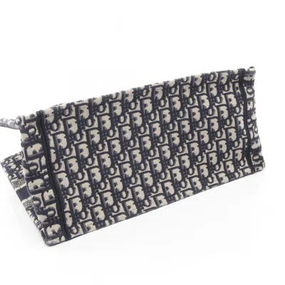 Pre-owned Dior Christian  Ivory Navy Canvas Leather Tote Bag () In Multi