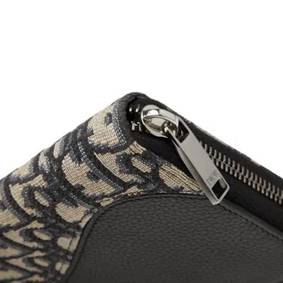 Pre-owned Dior Christian  Navy Canvas Leather Long Wallet (bi-fold) () In Blue