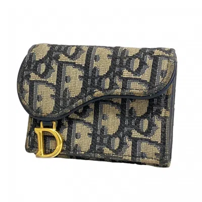 Pre-owned Dior Christian  Navy Canvas Wallet (tri-fold) () In Blue