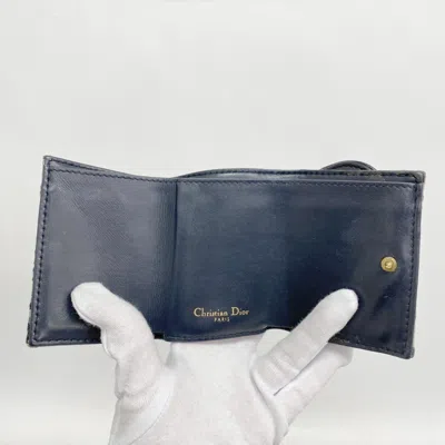 Pre-owned Dior Christian  Navy Canvas Wallet (tri-fold) () In Blue